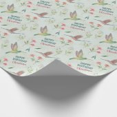 Happy Birthday Spring Flowers en Hummingbird Cadeaupapier (Hoek)