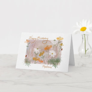 Happy Birthday Spring Flowers gepersonaliseerd Kaart