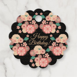 Happy Birthday - Spring Peach Flowers Garden Bedankjes Labels