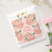 Happy Birthday - Spring Peach Flowers Garden Bedankzakje (Gezegeld)