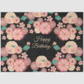 Happy Birthday - Spring Peach Flowers Garden Boho Tissuepapier (Voorkant)