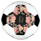 Happy Birthday - Spring Peach Flowers Garden Boho Voetbal (Gedraaid)