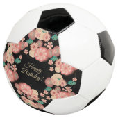 Happy Birthday - Spring Peach Flowers Garden Boho Voetbal (Drie kwart)