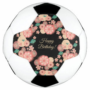 Happy Birthday - Spring Peach Flowers Garden Boho Voetbal