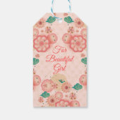Happy Birthday - Spring Peach Flowers Garden Cadeaulabel (Achterkant)