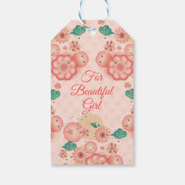 Happy Birthday - Spring Peach Flowers Garden Cadeaulabel