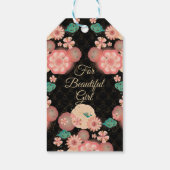 Happy Birthday - Spring Peach Flowers Garden Cadeaulabel (Achterkant)