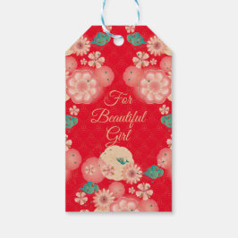 Happy Birthday - Spring Peach Flowers Garden Cadeaulabel