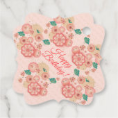 Happy Birthday - Spring Peach Flowers Garden Decor Bedankjes Labels (Achterkant)