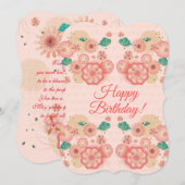 Happy Birthday - Spring Peach Flowers Garden Decor Kaart (Voorkant / Achterkant)