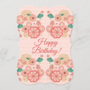 Happy Birthday - Spring Peach Flowers Garden Decor Kaart