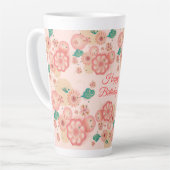 Happy Birthday - Spring Peach Flowers Garden Latte Mok (Linkerhoek)
