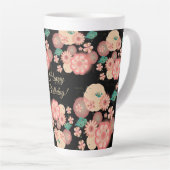 Happy Birthday - Spring Peach Flowers Garden Latte Mok (Rechterhoek)