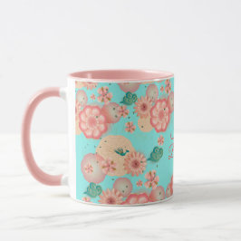 Happy Birthday Spring Peach Flowers Garden Pattern Mok