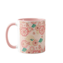 Happy Birthday Spring Peach Flowers Garden Pattern
