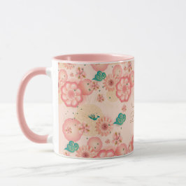 Happy Birthday Spring Peach Flowers Garden Pattern Mok