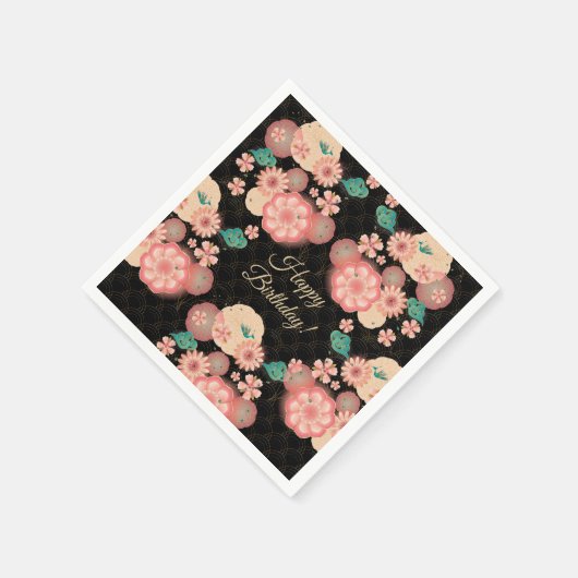 Happy Birthday - Spring Peach Flowers Garden Servet (Hoek)