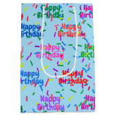 Happy Birthday Sprinkles op Aqua Medium Cadeauzakje (Achterkant)