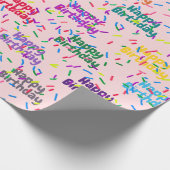 Happy Birthday Sprinkles op roze Cadeaupapier (Hoek)