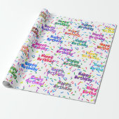 Happy Birthday Sprinkles op White Cadeaupapier (Uitgerold)