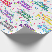 Happy Birthday Sprinkles op White Cadeaupapier (Hoek)