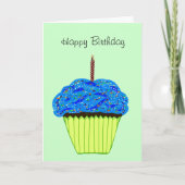 Happy Birthday Sprinsed Blue Cupcake Kaart (Voorkant)