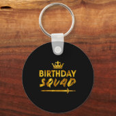 Happy Birthday Squad King Crown Sword Party Golden Sleutelhanger (Voorkant)