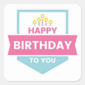 Happy Birthday Square Sticker (Voorkant)