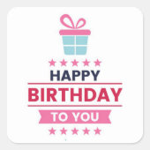 Happy Birthday Square Sticker (Voorkant)