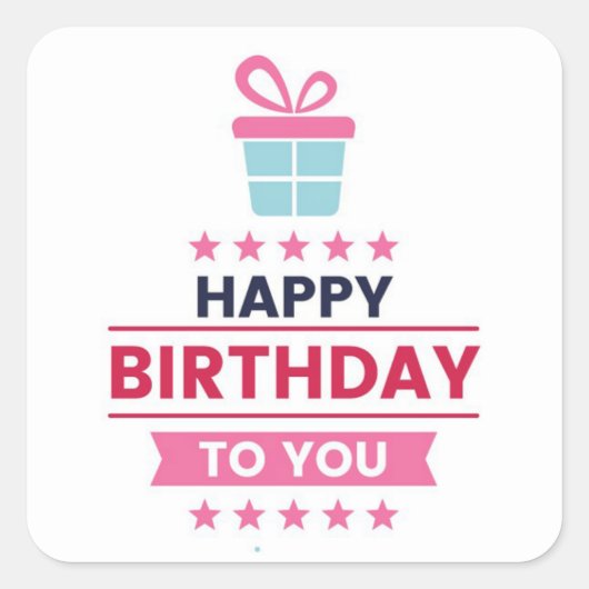 Happy Birthday Square Sticker (Voorkant)