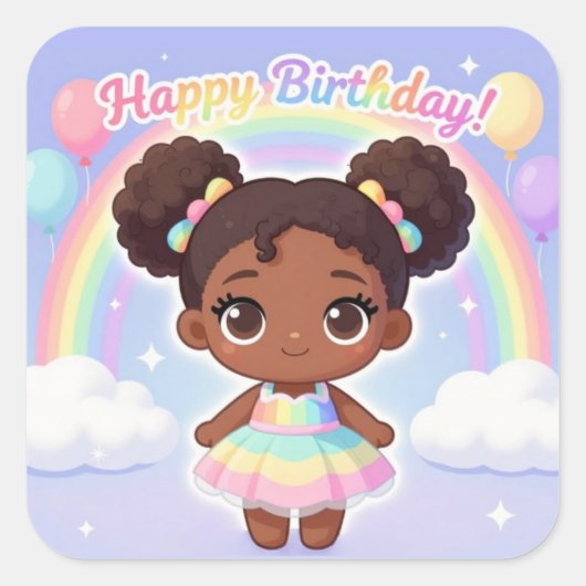Happy Birthday Square Sticker (Voorkant)