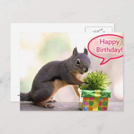 Happy Birthday Squirrel Briefkaart (Voorkant / Achterkant)