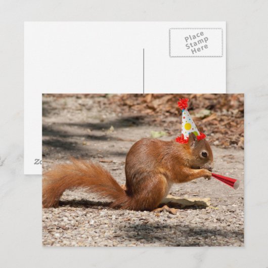 Happy Birthday Squirrel Briefkaart (Voorkant / Achterkant)