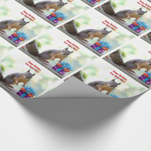 Happy Birthday Squirrel Cadeaupapier (Hoek)