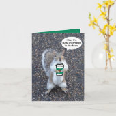 Happy Birthday Squirrel Coffee Kaart (Gele Bloem)