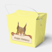 Happy Birthday Squirrel Holding Aangepast teken Bedankdoosjes (Achterkant)