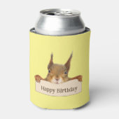 Happy Birthday Squirrel Holding Aangepast teken Blikjeskoeler (Blikje Voorkant)