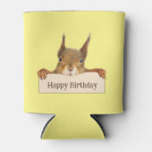 Happy Birthday Squirrel Holding Aangepast teken Blikjeskoeler (Voorkant)