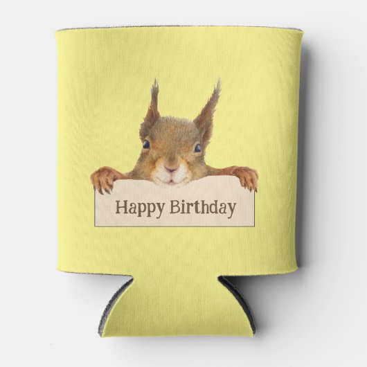 Happy Birthday Squirrel Holding Aangepast teken Blikjeskoeler (Voorkant)