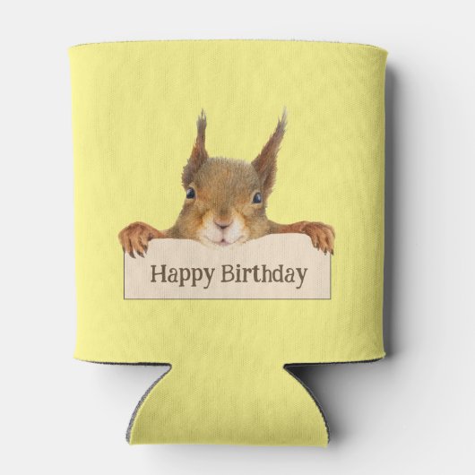Happy Birthday Squirrel Holding Aangepast teken Blikjeskoeler (Achterkant)