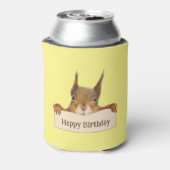 Happy Birthday Squirrel Holding Aangepast teken Blikjeskoeler (Blikje Achterkant)