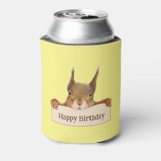 Happy Birthday Squirrel Holding Aangepast teken Blikjeskoeler (Blikje Achterkant)