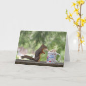 Happy Birthday Squirrel Kaart (Gele Bloem)