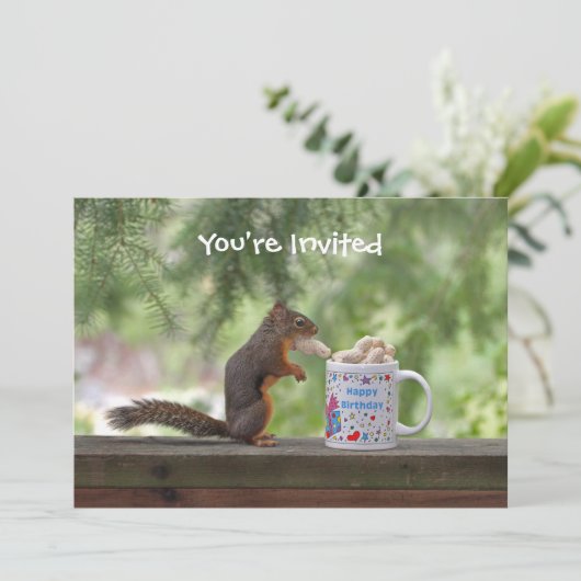 Happy Birthday Squirrel Kaart (Staand voorkant)