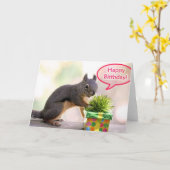 Happy Birthday Squirrel Kaart (Gele Bloem)
