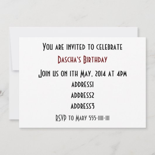 Happy Birthday Squirrel Kaart (Achterkant)