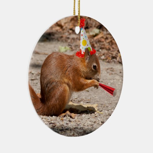 Happy Birthday Squirrel Keramisch Ornament (Rechts)