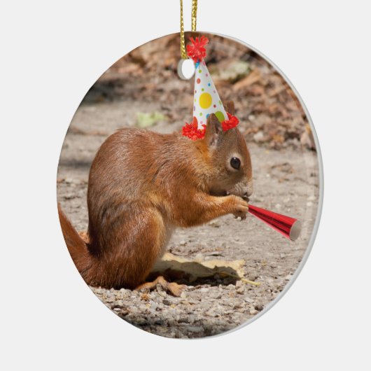 Happy Birthday Squirrel Keramisch Ornament (Links)
