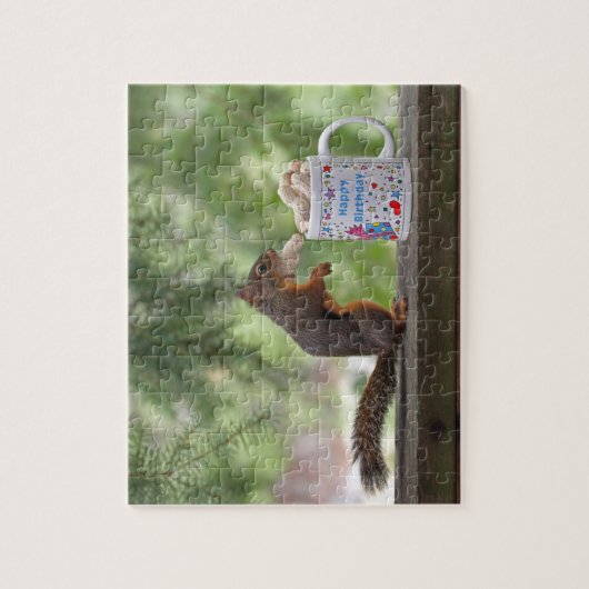 Happy Birthday Squirrel Legpuzzel (Verticaal)
