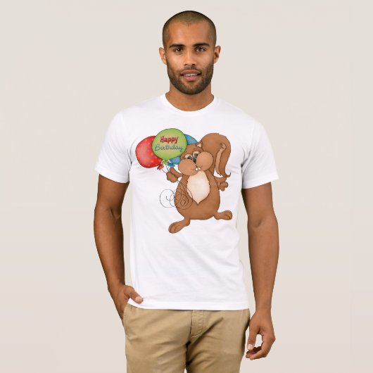 Happy Birthday Squirrel Mannen T-Shirt (Voorkant volledig)